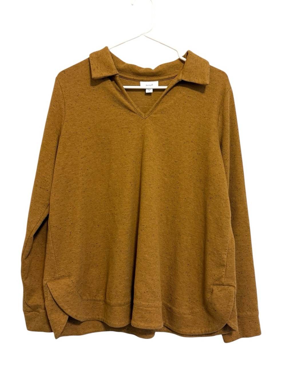 2/$30 Pure Jill J. Jill Mustard Gold Collared Knit Tunic Top Medium